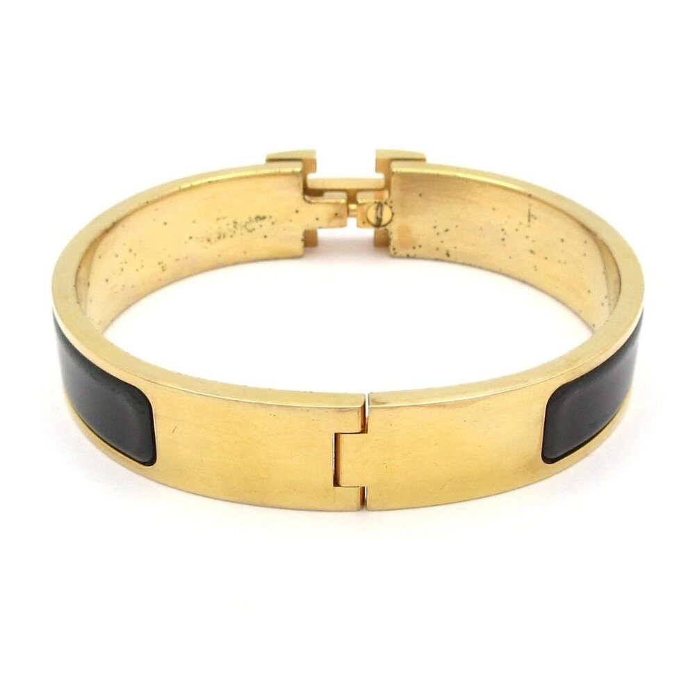 HERMES Clic H Gold Black Hardware Bangle - Picture 3 of 10